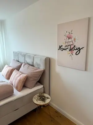 Ein Bett oder Betten in einem Zimmer der Unterkunft Rheinblick-Oase Oppenheim