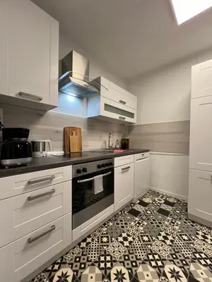 Küche/Küchenzeile in der Unterkunft Moderne, helle Terrassenwohnung im Kurort