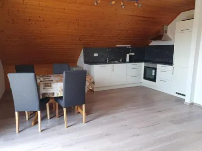 Küche/Küchenzeile in der Unterkunft Ferienwohnung Zur Schönen Aussicht