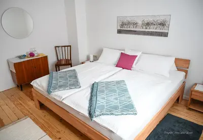 Ein Bett oder Betten in einem Zimmer der Unterkunft Ferienwohnung Helena