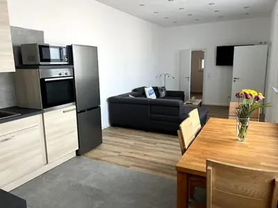 Küche/Küchenzeile in der Unterkunft Moderne, stilvolle Ferienwohnung in Eich