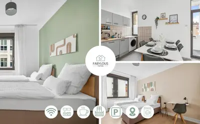 Küche/Küchenzeile in der Unterkunft FABYLOUS Homes City Apartment I Gruppen I Waschtrockner I Balkon I belebte Lage