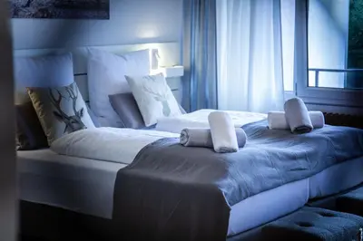 Ein Bett oder Betten in einem Zimmer der Unterkunft albview - zentral - modern - Nähe Kur- Rehaklinik - Albtherme