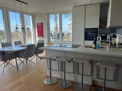 Küche/Küchenzeile in der Unterkunft Luxuswohnung in Villa mit fantastischem Blick