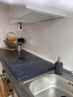 Küche/Küchenzeile in der Unterkunft Ferienwohnung am Kelterplatz