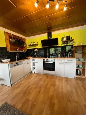 Küche/Küchenzeile in der Unterkunft Ferienwohnung Zum Drachenfels