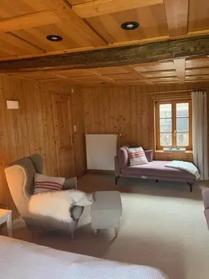 Ein Bett oder Betten in einem Zimmer der Unterkunft Ferienwohnung in historischer Mühle