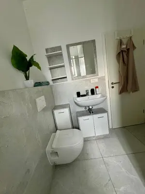 Ein Badezimmer in der Unterkunft 2 ZKB Apartement in Mannheim Buga - Küche - Parken