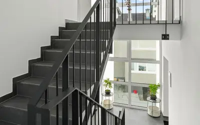 Grundriss der Unterkunft Lit Living Deluxe Apartments Wörth - Parking - Box Spring - BBQ - Balcony