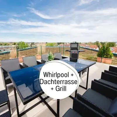 Design Penthouse - 4SZ - 2Bäder - Whirlpool - 2 Parkplätze - Dachterrasse