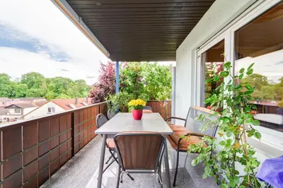 Ein Balkon oder eine Terrasse in der Unterkunft Daheim am Wasserturm - Wörth