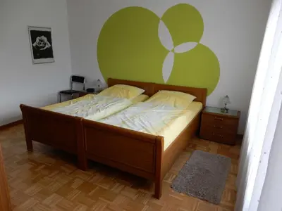 Ein Bett oder Betten in einem Zimmer der Unterkunft Ferienwohnung Abendsonne