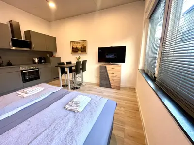 Küche/Küchenzeile in der Unterkunft Black Forest Apartament Schlössle Goldstadt Pforzheim Schwarzwald