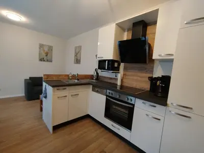 Küche/Küchenzeile in der Unterkunft Ferienwohnung LandZeit 1