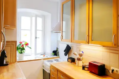 Küche/Küchenzeile in der Unterkunft Wohnung mitten im Weinparadies