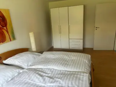 Ein Bett oder Betten in einem Zimmer der Unterkunft Jagstidyll bei Heilbronn Audi Lidl