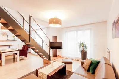 Ein Sitzbereich in der Unterkunft Appartement mit Dachterrasse und Schloßblick