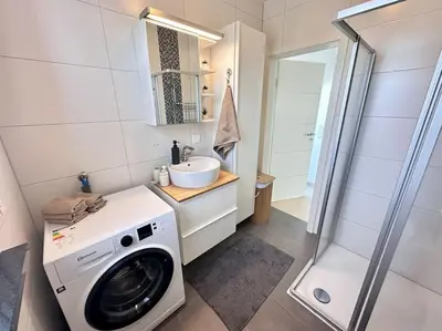 Ein Badezimmer in der Unterkunft Privatwohnung Rüsselsheim nähe Hyundai Airport Messe etc