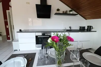 Küche/Küchenzeile in der Unterkunft Ferienwohnung Waldblick Dahn