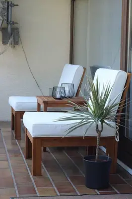 Ein Sitzbereich in der Unterkunft Ferienwohnung Waldblick Dahn