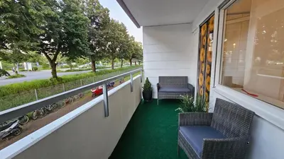Ein Balkon oder eine Terrasse in der Unterkunft Gast Appartment Germersheim