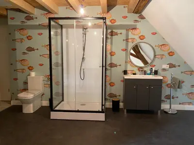 Ein Badezimmer in der Unterkunft Ferienhaus Leon im Schloss und Hofgut Langenzell