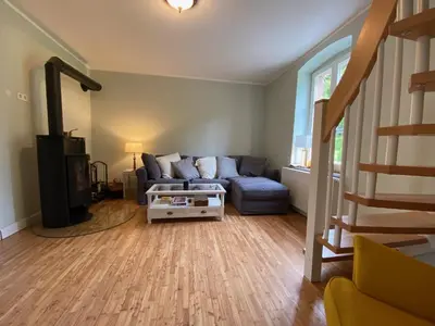 Ein Sitzbereich in der Unterkunft Ferienhaus Leon im Schloss und Hofgut Langenzell