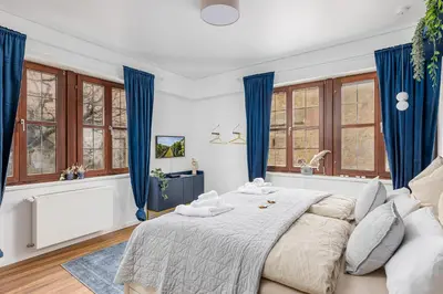 Ein Bett oder Betten in einem Zimmer der Unterkunft Bei Deidesheim - Haustierfreundliches Appartement mit Fahrradgarage