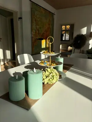 Ein Sitzbereich in der Unterkunft Ferienwohnung am Ostpark