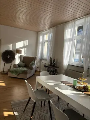 Ein Sitzbereich in der Unterkunft Ferienwohnung am Ostpark