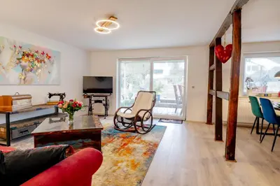 Ein Sitzbereich in der Unterkunft Ferienwohnung Sonnenschein