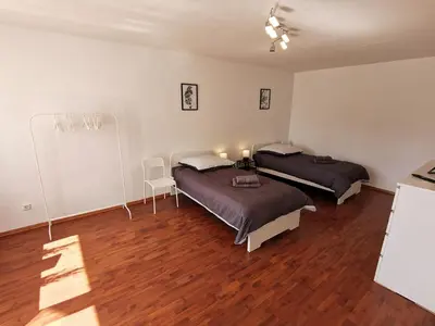 Ein Bett oder Betten in einem Zimmer der Unterkunft FR14 - Schöne 2-Zimmer-Wohnung mit Balkon in Heusenstamm