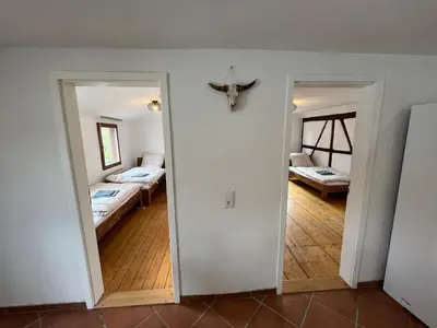 Ein Bett oder Betten in einem Zimmer der Unterkunft Ferienwohnung am Schloss