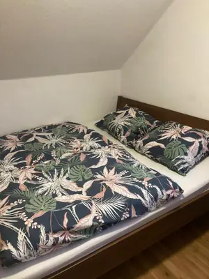 Ein Bett oder Betten in einem Zimmer der Unterkunft 42 qm großes Wohlfühl-Apartment im ruhigen Messel