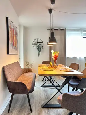 Ein Sitzbereich in der Unterkunft Modernes Designer-Apartment für 7 Gäste - 80qm in zentraler Lage, Self-Check-In