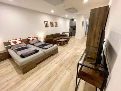 Ein Sitzbereich in der Unterkunft Goldstadt Studio Suite- City Apartament Schlössle Zentrum Pforzheim