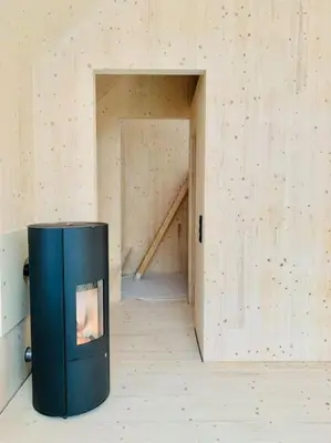 Grundriss der Unterkunft Tinyhouse mit Pelletofen