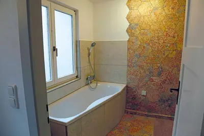 Ein Badezimmer in der Unterkunft Ferienhaus Blaues Häuschen