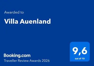 Ein Zertifikat, Auszeichnung, Logo oder anderes Dokument, das in der Unterkunft Villa Auenland ausgestellt ist