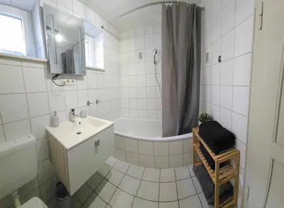 Ein Badezimmer in der Unterkunft Ferienwohnung auf Islandpferdegestüt