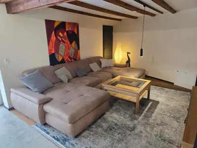 Ein Sitzbereich in der Unterkunft Luxus-Wohnung mit IndoorPool