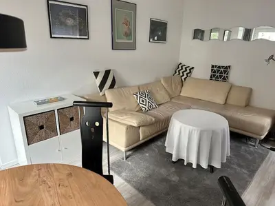 Ein Sitzbereich in der Unterkunft Einliegerwohnung in Waldnähe