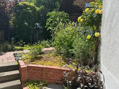 Ein Garten an der Unterkunft Einliegerwohnung in Waldnähe