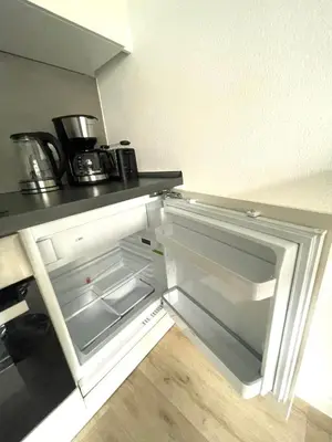Küche/Küchenzeile in der Unterkunft Goldstadt Cozy Smart Suite - City Apartament Schlössle