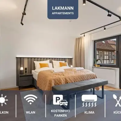 1-2 Personen - Parkplatz - Fahrradgarage - Zentrum - Küche - Balkon - Klima