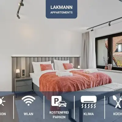 1-2 Personen - Parkplatz - Fahrradgarage - Zentrum - Küche - Balkon - Klima