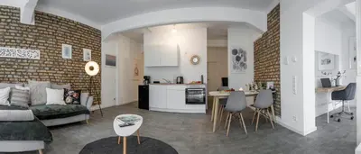 Küche/Küchenzeile in der Unterkunft Loftdesign 7 Personen Boxspring Frankenthal Ludwigshafen BASF