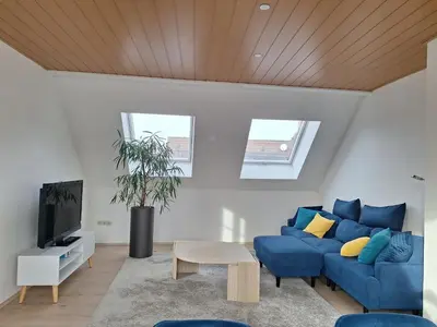 Ein Sitzbereich in der Unterkunft Zentrale Fewo zwischen Heidelberg und Mannheim