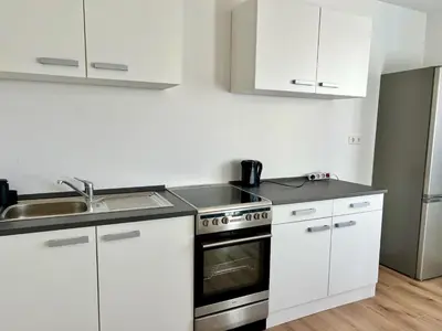 Küche/Küchenzeile in der Unterkunft Monteurwohnung und Ferienwohnung Philippsburg