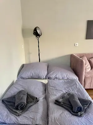 Ein Bett oder Betten in einem Zimmer der Unterkunft Moderne Wohnung nahe Hockenheimring für bis zu 8 Personen